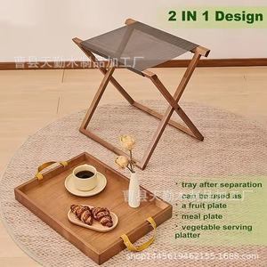 Custom-made wooden portable folding coffee table, Japanese style lazy person movable sofa side table <b>snack</b> <b>tray</b> household <b>tray</b> - Product Image 4