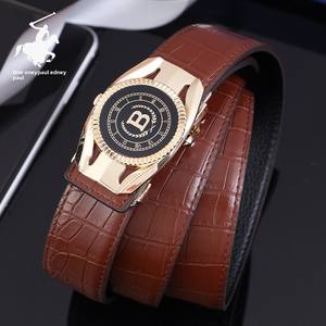 Cintura in <span class=keywords><strong>pelle</strong></span> di vacchetta con motivo a coccodrillo di fascia alta in lega automatica da uomo nuova cintura alla moda in vera <span class=keywords><strong>pelle</strong></span> per giovani di mezza età - Product Image 1