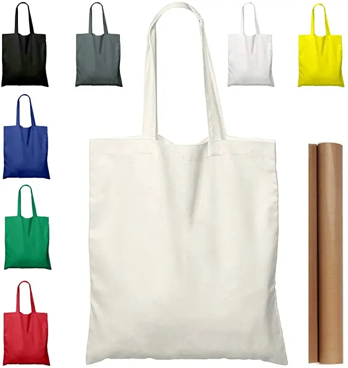 QD Custom 15*16 Inch Custom Natural Beach Shopping Blank Bulk Cloth Tote Bags, Cotton Bags