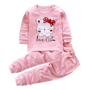 Set di pigiami Casual per bambini abbigliamento da notte in cotone con stampa carina per bambini 0-7 anni ragazzi e ragazze etichetta personalizzata di alta qualità - Product Image 1