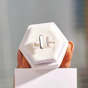 Wholesale Minimalist Square Open Crystal Silver Plated Stainless Steel <b>Ring</b> Factory Direct Price Bulk Stock Simple Stackable - Product Image 3