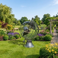 Sculpture de globe terrestre en acier inoxydable de haute qualité, de grande taille, polie miroir, pour la décoration de jardin extérieur