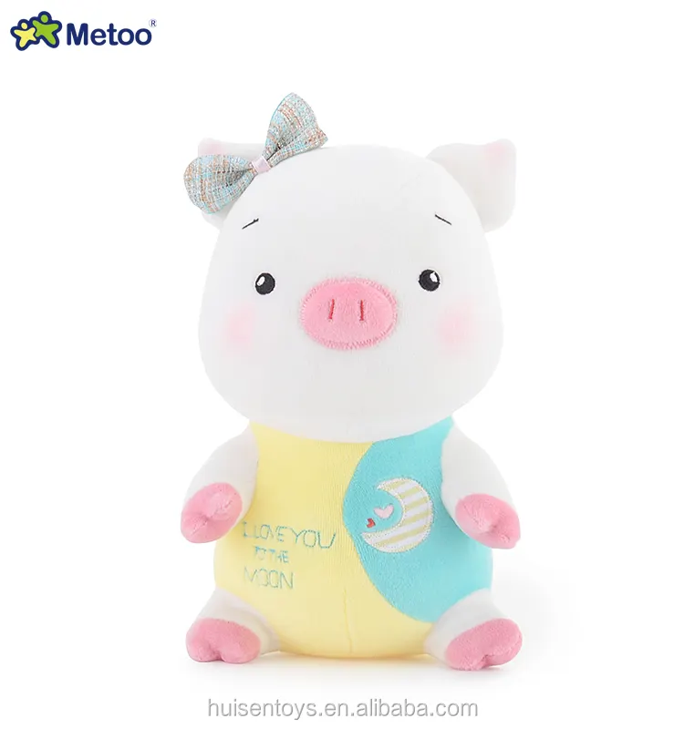 Metoo Cute Girl Boy Bedtime Animal Pig Custom Flower Clothes Plush Kuwaii Pig Doll Kid Plush Toys Stuffed Animals