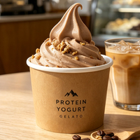 Gobelet à glace rond en papier blanc neige, aspect professionnel, emballage pour gelato, yaourt, sundae, 6 oz, impression de logo à contraste élevé