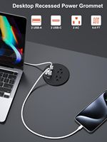 Prise de table à encastrer 20W/65W PD à charge rapide pour hôpital, 2 prises CA et 4 ports USB pour la maison/le bureau