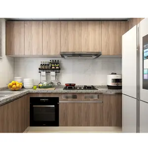 خزانة مطبخ خشبية فاخرة تصميم كلاسيكي على الطراز الأوروبي خزانة مفردة للحائط للمطبخ