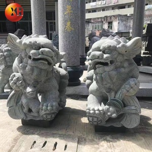 中国の伝統的なスタイルの小さなサイズの天然石彫刻北京ライオン像座り御影石フードッグドア装飾用 - Product Image 3