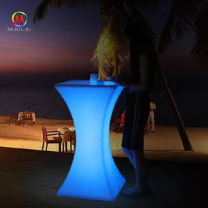 顶级鸡尾酒桌RGB彩色发光二极管玻璃派对适配器户外现代IP65商用家具发光二极管灯条桌