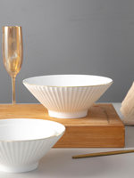 Grands bols à soupe en céramique de porcelaine fine, résistants à la chaleur, antibactériens, avec bord doré et couvercle en bambou, style chinois, pour ramen