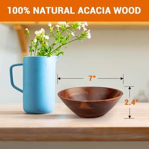 Деревянная салатница из акации 7 дюймов (2026) – миска для салата, супа, лапши - Product Image 6