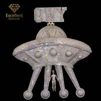 Pendentif Moissanite Personnalisé en Argent 925, Style Hip-Hop Entièrement Pavé, Certifié IGI GRA, Étanche, pour Hommes, Streetwear - Grande Vente