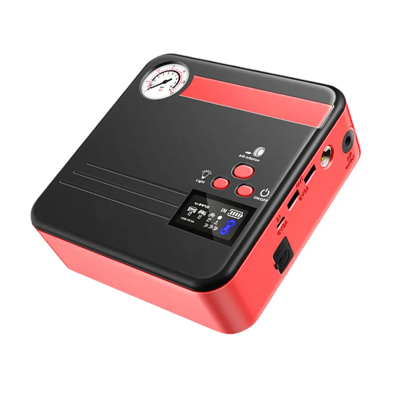 Portable 12V Mini Jump Starter LED Light USB Charging Digital Screen Inflator Car Truck Strict Material Product Motorcycle