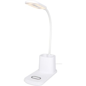 Lampe de bureau de style européen avec organisateur et chargeur sans fil Corps en PC/plastique brillant Abat-jour noir et blanc - Product Image 1