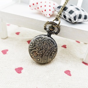 <span class=keywords><strong>Pendentif</strong></span> Collier Dôme en Verre Marron Décoratif Gaufré, <span class=keywords><strong>Montre</strong></span> de Poche Vintage avec Boîtier en Acier Inoxydable, Quartz, Cadeau pour <span class=keywords><strong>Femme</strong></span> - Product Image 5