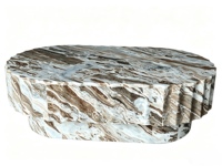 Table basse ovale moderne en marbre naturel de luxe avec design cannelé pour salon, chambre et villa