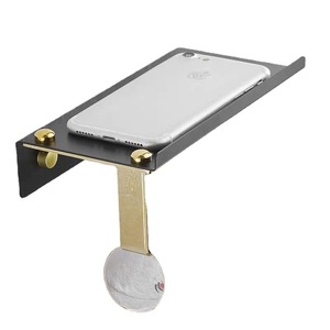 Support mural standard pour téléphone portable en acier inoxydable noir et or, porte-papier toilette, étagère 1 niveau, capacité 1,5 kg - Product Image 5