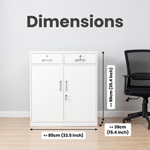 Armadio Metallico con Due Cassetti Superiori e Doppia Porta Inferiore, Arredamento per Ufficio e Casa - Product Image 3