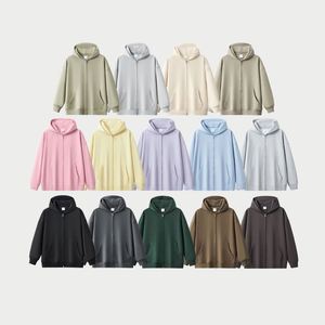 H5437 Nouveautés Automne Hiver, sweats à capuche unisexes personnalisés en coton mélangé 400 g/m², doublure en molleton français, fermeture éclair - Product Image 2