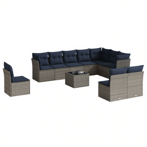 Gray Poly Rattan Patio <b>Sofa</b> <b>Set</b> With Cushions Outdoor Garden Furniture Contemporary Style - Product Image 1