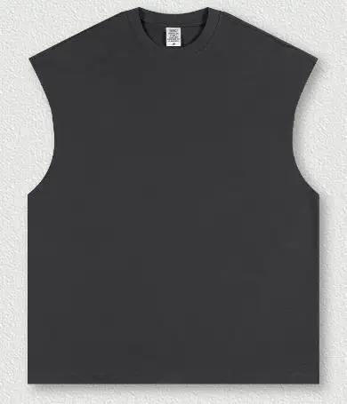 قماش قطني 305GSM تيشرت شعار مخصص للنساء 100 قطن واسع للرجال صالة ألعاب رياضية مخصصة بدون أكمام بلوفر فيست تيشرتات