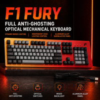 Clavier mécanique de jeu F1 avec interrupteurs optiques remplaçables à chaud, taille standard, rétroéclairage RGB, anti-ghosting, N-Key Rollover, clavier filaire USB