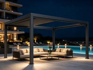Pergola en aluminium RKOVE RK-E1, revêtement en poudre noire, structure extérieure rectangulaire moderne autoportante pour jardin - Product Image 2