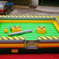 Jeux interactifs gonflables Toxic Meltdown, jeux de saut gonflables avec obstacles rotatifs pour enfants et adultes