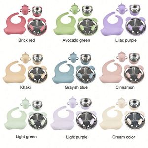 Ensemble d'alimentation pour bébé en acier inoxydable et silicone de qualité alimentaire sans BPA, avec base à ventouse, fourchettes, respectueux de l'environnement, couleur personnalisée, OEM ODM - Product Image 6