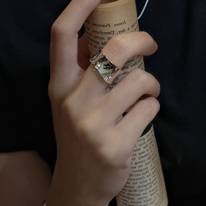 Anillo de textura de arco romántico S925 Plata de ley con chapado de 18K Diseño simple con incrustaciones Versión coreana Anillo fino - Product Image 5