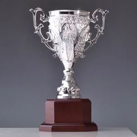 Trophée personnalisé d'élite avec base en bois pour les récompenses de football senior, les cérémonies de clubs d'élite, les événements sportifs d'entreprise, les galas de football mondiaux
