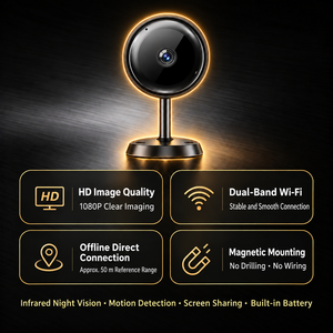 กล้องวงจรปิดไร้สาย A14 Mini WiFi ความละเอียด 1MP รูปทรงปุ่ม รองรับ Dual Band 5G เสาอากาศเสริม ให้การเชื่อมต่อที่เสถียร - Product Image 3
