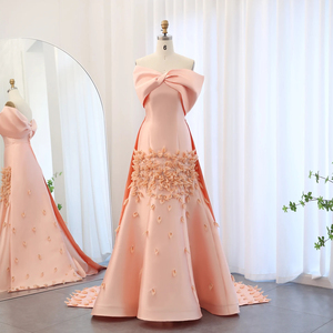 strapless open back dress MACloth Mermaid Off the Shoulder Lace Jersey Long Prom Dress Blush Pin