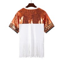 T-shirt à sequins pour femme, style maillot de football américain Texas Longhorns, avec pompons, pour le jour du match, pour les fans de la NFL Texas Longhorns