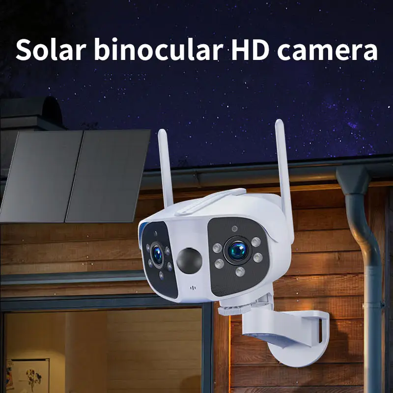 6MP 4k năng lượng mặt trời ống nhòm giám sát 180 độ đôi ánh sáng đầy đủ màu sắc tầm nhìn ban đêm HD toàn cảnh Wifi máy ảnh
