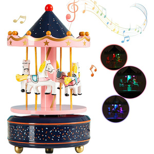 Vente en gros de boîte à <span class=keywords><strong>musique</strong></span> rétro en plastique manège rotatif château de chevaux <span class=keywords><strong>dans</strong></span> <span class=keywords><strong>le</strong></span> <span class=keywords><strong>ciel</strong></span> thème pour cadeaux d'anniversaire de Noël - Product Image 4