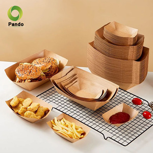 Không Bị Rò Rỉ Giấy Thuyền Khay Thực Phẩm Dùng Một Lần Biểu Tượng Tùy Chỉnh Hộp Trắng Vuông Snack Kraft Tấm Sinh Thái Thân Thiện - Product Image 1