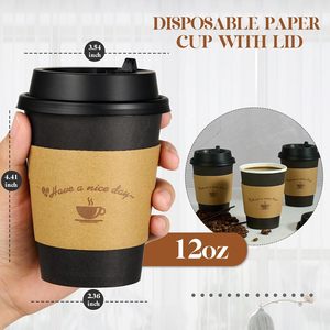 Gobelets à café jetables biodégradables à double paroi de 8 oz, 12 oz, 16 oz avec couvercle, logo personnalisé imprimé pour le vin et les boissons gazeuses - Product Image 5