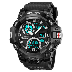 STRYVE Nuovi orologi sportivi con doppio display analogico <span class=keywords><strong>digitale</strong></span> LED, orologi <span class=keywords><strong>da</strong></span> <span class=keywords><strong>polso</strong></span> elettronici al quarzo, cronometri impermeabili fino a 50 m, 8027 - Product Image 2