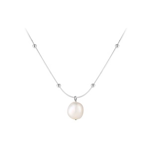 Joyería elegante, Plata de Ley 925, perlas barrocas, cuentas redondas, bolas doradas, <span class=keywords><strong>cadena</strong></span> de hueso de serpiente para mujer - Product Image 6