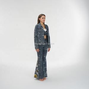 Chaqueta Casual de Mezclilla Bordada, Chaqueta Corta Informal para Mujer, Abrigos de Mezclilla - Product Image 3