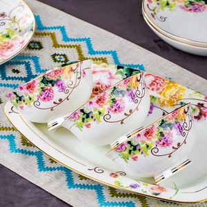 Modern Luxury Ceramic Dinner Plate Sets Creative Gold Inlaid Set Bone China Cutlery Luxury <b>Dinnerware</b> - Product Image 4