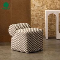 Moontree Furniture Mobilier de salon européen Tissu Tissu Tabouret Ottoman Sofa Side Bakcrest Square Pouf Dressing Chair