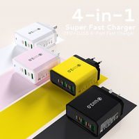 Adaptateur de voyage universel USB Type-C PD 90W 4-en-1 avec ports de charge multiples, chargeur mural avec protection OTP pour téléphone portable et écouteurs