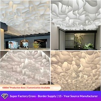 Tissu suspendu pour plafond de style coréen, en papier texturé, blanc translucide, design ondulé, pour mariage transfrontalier