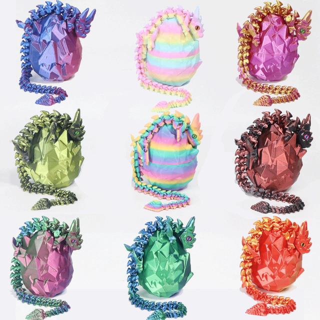 3D-printed Strange Egg Dinosaur Egg Set Toy Gemstone Dragon Crystal Dragon Egg Ornament Figurine Gift Colorful Animal-Themed
