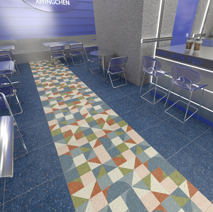 Carrelage en porcelaine de qualité supérieure, effet terrazzo bleu moderne, finement sculpté en 3D, antidérapant, résistant aux acides, résistant à l'usure, application murale et au sol - Product Image 6