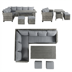 Bequemes Outdoor-Lounge-<span class=keywords><strong>Sofa</strong></span>-<span class=keywords><strong>Set</strong></span> Stilvolle Terrassen-Essgruppe aus Korbgeflecht im Angebot Luxuriöse Rattan-Gartenmöbel für Villen aus Stahl - Product Image 4