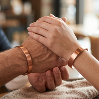 Gelang Manset Terbuka Unisex Tembaga Murni EST, Bentuk Heksagonal, Gaya Klasik, Dapat Disesuaikan untuk Perhiasan Ulang Tahun
