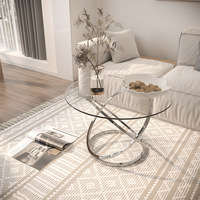Table basse ronde en verre et acier inoxydable de luxe léger, design moderne, mobilier de maison adapté aux petits salons