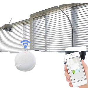 มู่ลี่ม้วนหน้าต่างมอเตอร์ไฟฟ้าแนวตั้งเป็นมิตรกับสิ่งแวดล้อมผ้า Shangri-La ในร่มสำหรับสำนักงานควบคุมระยะไกล - Product Image 1